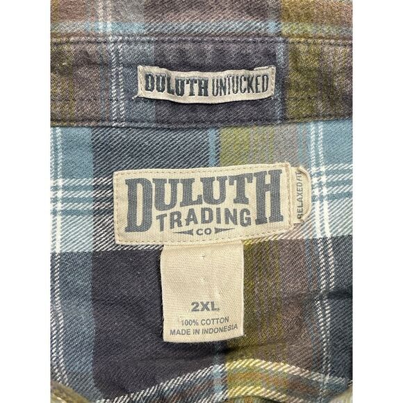 Duluth Trading Co Mens Button Down Heavy Flannel Plaid sz 2XL XXLARGE Shacket - Picture 12 of 12